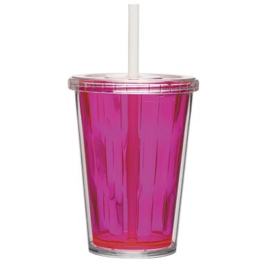 Imagem de Copo Duplo Multiuso 670ml Com Tampa Canudo Liso Personalizar Cor: rosa