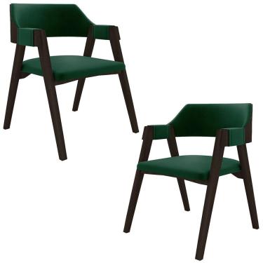 Imagem de Kit 2 Cadeiras Sala De Jantar E Jogos Carteados Madeira Maciça Poker Veludo Verde-capuccino G42 - Gran Belo