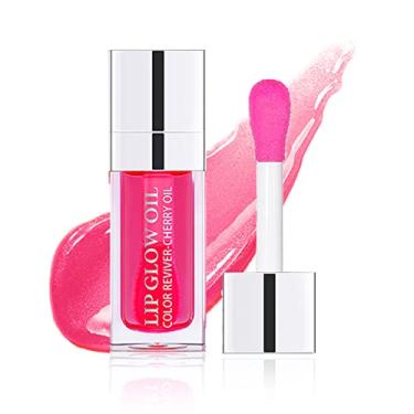 Imagem de ZHISHUDL Plumping Lip Oil Gloss Lip Oil Lip Gloss Oil Lip Stain Longa Duração Hidratante Não pegajoso Escova Grande Cabeça Glitter Brilho Claro Óleo Labial Colorido para Cuidados Labiais e Lábios