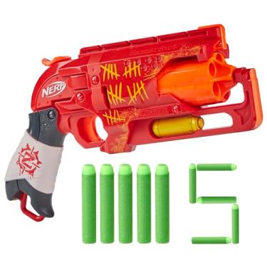 Imagem de NERF Zombie Strike Hammershot Blaster - Pull-Back Hammer-Blasting Action, 5 Official Zombie Strike Darts - Red Color Scheme (Amazon Exclusive)