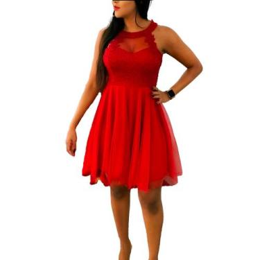 Imagem de Vestido Curto Gola Alta 15 Anos Madrinha Formatura Noiva Casamento Civ