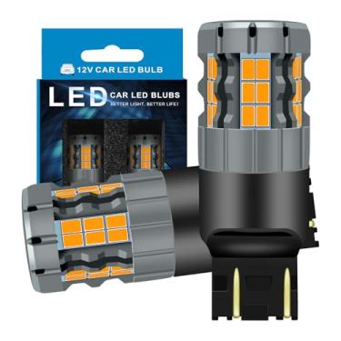 Imagem de Zyvirexa Lâmpadas LED de seta 7443 compatíveis com Ford Mustang 2013-2018 (frente) e 2010 (traseira), lâmpada 7444, amarelo âmbar, plug and play, pacote com 2