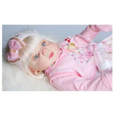 Imagem de Boneca Bebê Reborn Loira Corpo de Silicone Realista Valentina - Mundo 