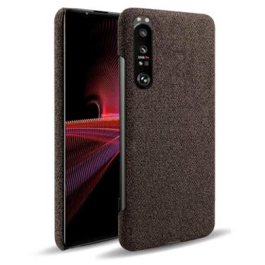 Imagem de Capa para Sony Xperia 1 III,Capa desenhada em lona,Case Protetora Ultrafina com Empunhadura Macia,Design em Tecido Antichoque e Antiarranhões-Brown