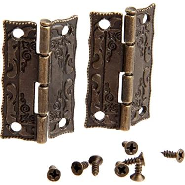 Imagem de 2 peças dobradiças, dobradiças de porta, dobradiças de bumbum, dobradiças de armário, dobradiças vintage joias caixa de madeira equipamento de móveis