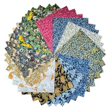 Imagem de Quadrados de tecido floral vintage William Morris 25,5 x 25,4 cm para Quilting Retro Floral Algodão Pacotes de Tecido de Bolo de Camada para Quilting de 25,4 cm Pré-Cortados para Costura Patchwork (42
