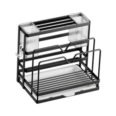 Imagem de IEUDNS Talheres de cozinha portler rack de armazenamento de Organizador de metal à prova de ferrugem Rack para restaurante doméstico da prancha de, Preto