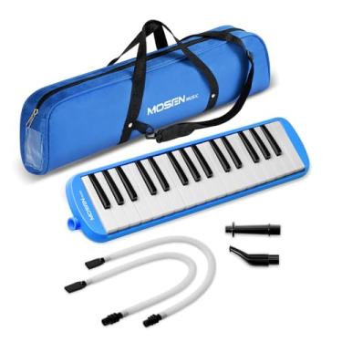Imagem de MOSEN Instrumento Melodica de 32 teclas, teclado Air Pianica Soprano Melodica com 2 tubos longos macios, bocais curtos, bolsa de transporte, azul