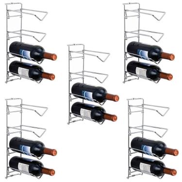 Imagem de Kit 5 Suportes para Garrafas de Vinho Adegas de Parede Aramadas Aço Restaurante Bar Mas...