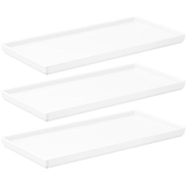 Imagem de Jogo 3 Pratos 27x13cm Brancos Uno Coza Plástico Servir Bandejas Decorativas