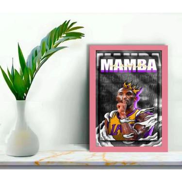 Imagem de Quadro Decorativo Kobe Mamba + Vidro 33x25 Sala Escritório - Estação V