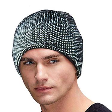 Imagem de Gorro Reflexivo Masculino Oeyliz para Corrida e Inverno com Equipamento Reflexivo para Corrida Noturna, Chapéu de Inverno, Alta Visibilidade, Ótimo para Jogging, Esportes e Ar Livre, Unissex, Tamanho Adulto Único, Preto