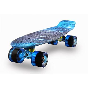 Imagem de Skates mini cruzador skate retrô completo para crianças meninos jovens iniciantes 55 cm (céu estrelado)