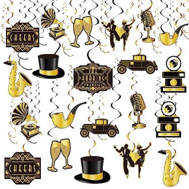 Imagem de 30 peças de decoração de festa de redemoinhos dos anos 20, ouro preto, festa de aniversário, Gatsby, espirais, decoração para festa de aniversário, festa de aniversário, anos 20, vintage, jazz, melind