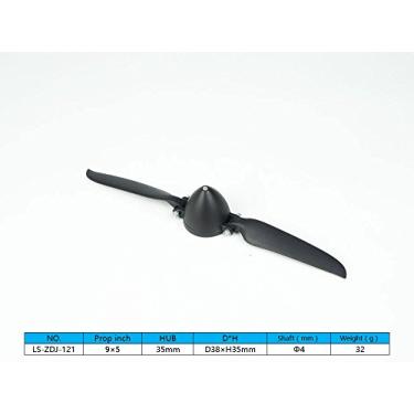 Imagem de Viloga RC Folding Propeller 9×5 inch w/Spinner Size D38×H35mm, and Motor Shaft Diameter φ4.0 with Nylon Plastic Spinner for RC Plane Drone Remote Control Airplane (9×5, Shaft φ4.0)