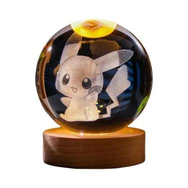 Imagem de Bola de Cristal 3D Infantil com Luz Noturna (6cm) - Pikachu, Doraemon,