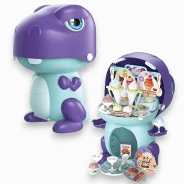 Imagem de Brinquedo Dinossauro Com Peças e Acessórios de Sorvete Ou Ferramentas 