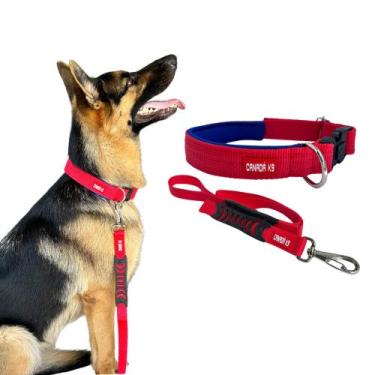 Imagem de Conjunto Coleira com Trava de Segurança M + Guia para Cachorro - Canad