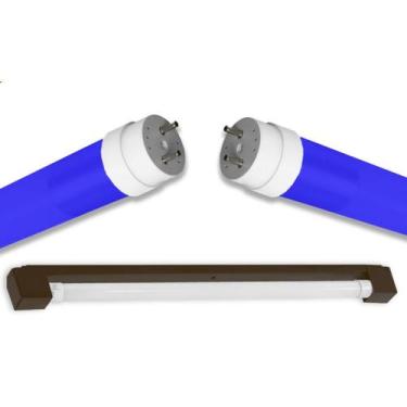 Imagem de Kit Calha Sobrepor Tubular Led 1,2m Marrom Lâmpada Colorida 20w Ilumin