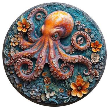 Imagem de Quebra-cabeça de madeira jiroinlly 3D Octopus 200 peças para adultos