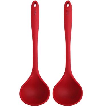Imagem de Kit 2 Conchas de Silicone Vermelhas Feijão Sopa Utensílios Cozinha Brinox