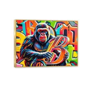 Imagem de Macaco gorila animal pintura inspiradora imagens pôsteres impressões arte abstrato grafite macaco gorila banksy arte de parede para sala de estar escritório decoração de parede 90 x 70 cm (91.4x71.1