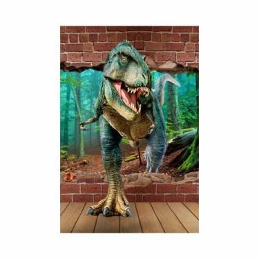 Imagem de Painel Festa Vertical em Tecido Casadinho Dinossauro Rex Quebrando a P