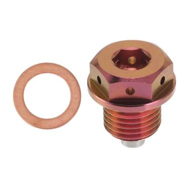 Imagem de REPAIROCK M14 x 1,5 4 mm Bujão magnético de drenagem de óleo de liga de titânio parafuso de porca de drenagem com 1 arruela de cobre rosa 1 peça
