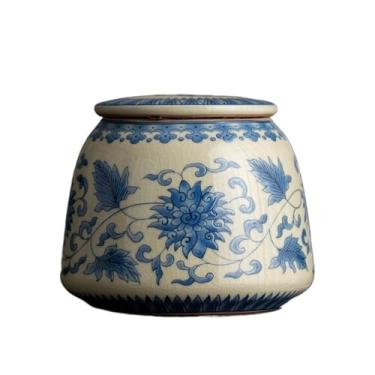 Imagem de Lata de chá Caixa de chá de cerâmica, recipiente para armazenamento de chá doméstico, latas, jarras com tampa hermética para café, nozes, ervas, especiarias e açúcar Caixa de chá(Blue)