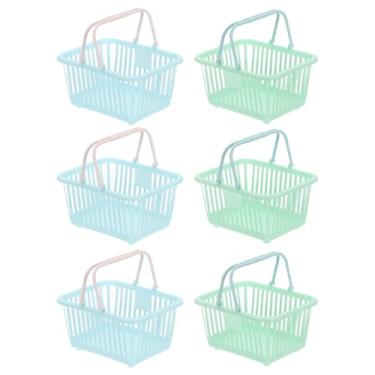 Imagem de PATIKIL 6 peças de cesta pequena de plástico, mini cesta de armazenamento de mercearia pequenas cestas de compras com alças organizador de água filtrada para organizar brinquedos, ovos, frutas