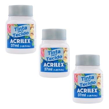 Imagem de Tinta Para Tecido Fosca Acrilex 37ml 3 Unidades Artesanato Fixação Frio Alta Cobertura – Fixação a Frio e Alta Cobertura Com Acabamento Fosco, Este Kit É A Escolha Perfeita Para Quem Busca Qualidade (Branco 519)