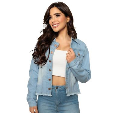 Imagem de Jaqueta Jeans Com Babado Feminino Tendência Inverno Estilo Fashion Comfort Premium-Feminino