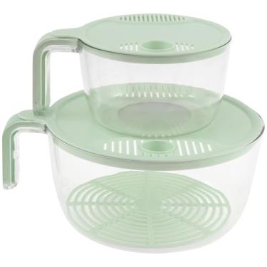 Imagem de 2 peças de coador de arroz, 2 tamanhos, lavadora de arroz com tampa, filtro prático de limpeza de arroz, fácil de usar, tigela com tábua de drenagem, filtro reutilizável para limpeza de grãos.