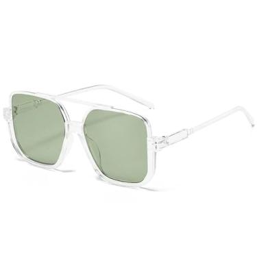 Imagem de Óculos de sol vintage Double Bridges com armação grande, feminino e masculino, esportivo, para dirigir, UV400 (verde transparente)