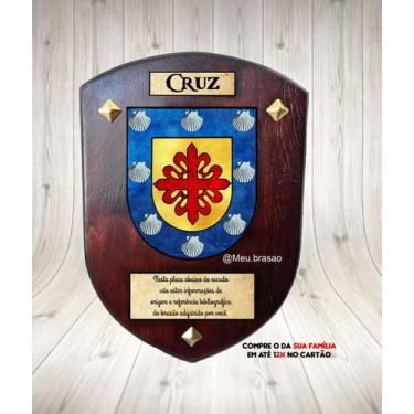 Imagem de Brasão da família Cruz na madeira tamanho 31cmx41cm - @meu.brasao
