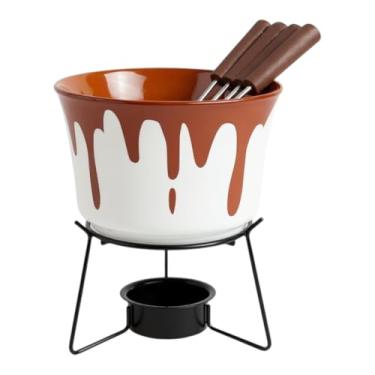 Imagem de Conjunto P/Fondue 385ml 6 Pçs Panela Em Cerâmica Chocolate