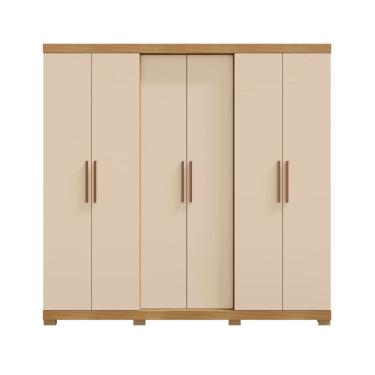 Imagem de Guarda Roupa Barcelos Casal 6 Portas e 4 Gavetas Sem Espelho Carvalho Americano Off White EdeCasaMoveis