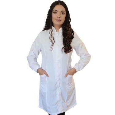 Imagem de Jaleco Profissional Feminino Branco Zíper Punho com Elástico Manga Lon