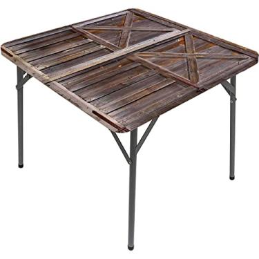 Imagem de Toalha de mesa quadrada rústica, porta de celeiro de madeira antiga de fazenda carvalho campo aldeia placa vida rural impressão de fotos, adequada para toalha de mesa de centro quadrada, serve para