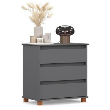 Imagem de Mini Cômoda Para Quarto 3 Gavetas Prisma Cinza - EJ MÓVEIS