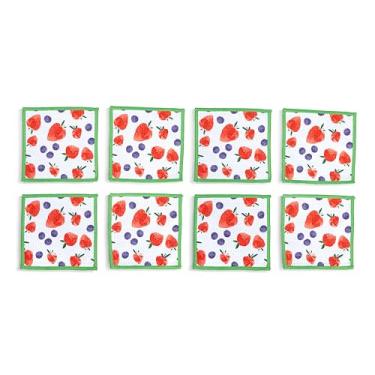 Imagem de DEMDACO Guardanapos de coquetel reutilizáveis de pano absorvente da coleção Design Serving 12 cm quadrados de fibra de poliéster conjunto com 8