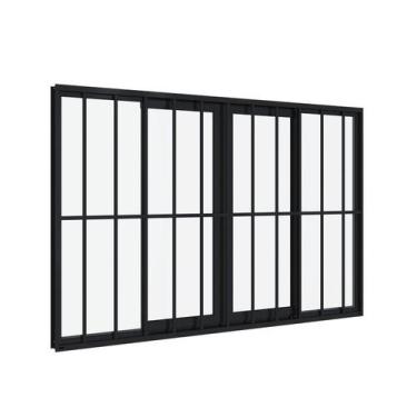 Imagem de Janela de Correr em Alumínio Grade Classic 100x150 cm 4 Folhas Preta A