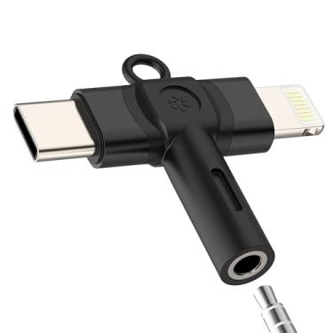 Imagem de Adaptador USB C Lightning para fone de ouvido de 3,5 mm (2 em 1) para iPhone 16 15 14 divisor de cabo AUX para Apple compatível com Samsung S25 para conector de microfone iPad, acessórios auxiliares