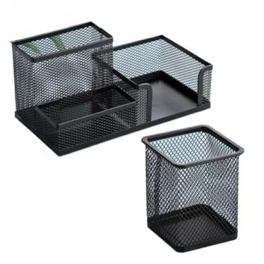 Imagem de Organizador de Mesa Metal Aramado Para Escritório 3 Divisões Porta Lapís Caneta Clips (3 Divisorio + Quadrado)