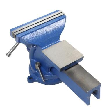 Imagem de Nakkaa Torno de bancada resistente de 20 cm Torno de ferro fundido com base de travamento giratória flexível de 360° para trabalho doméstico, torno de banco giratório de 20 polegadas com bigorna