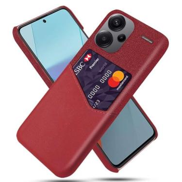 Imagem de Capa para Xiaomi Redmi Note 13 PRO PLUS,Tela e tampa de couro PU,Antideslizante,360°cobertura completa à prova de choque com 1 slot de cartão atrás,Prevenção de queda-Red