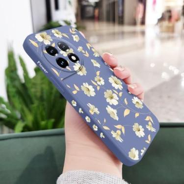 Imagem de Capa de celular com estampa de flores para OnePlus 12 12R 11 11R 10 10R 10T 9R 9RT 9 8T 8 7 7T Pro 5G, capa de silicone líquido, azul claro, para OnePlus 7T Pro