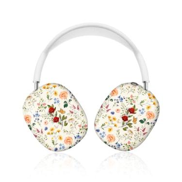 Imagem de Joyleop Capa para Airpods Max – Capa rígida durável para AirPods Max, capa de fone de ouvido elegante com design exclusivo, acessórios essenciais para fones de ouvido, florais retrô brancos