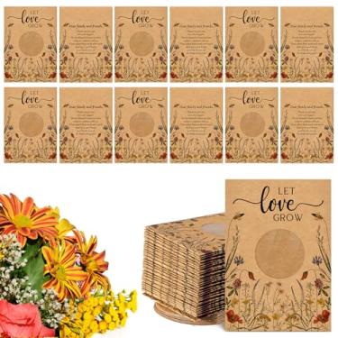 Imagem de Fumete 150 pacotes de sementes Let Love Grow, lembrancinhas legais de casamento para convidados, bolsa kraft envelope kraft com janela de flor, pacotes de armazenamento de sementes resseláveis para