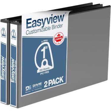 Imagem de Easyview Premium, anel em ângulo D, personalizável, 28 x 43 cm, fichário de visualização de planilha, pacote com 2 (preto, 2,5 cm)